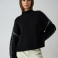 Oversized Mock Neck Sweater with Contrast Whipstitching – Cozy Rib-Knit Fabric for Effortless Layering 1
