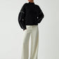 Oversized Mock Neck Sweater with Contrast Whipstitching – Cozy Rib-Knit Fabric for Effortless Layering 3