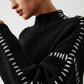 Oversized Mock Neck Sweater with Contrast Whipstitching – Cozy Rib-Knit Fabric for Effortless Layering 4