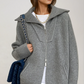 Oversized Open Collar Cardigan for Women – Cozy Knit Layering Piece with Ribbed Trims and Zip Front 0