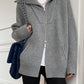 Oversized Open Collar Cardigan for Women – Cozy Knit Layering Piece with Ribbed Trims and Zip Front 3