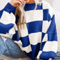 Oversized Women's Checkerboard Sweater with Ribbed Trims – Cozy Two-Tone Knit for Comfortable Layering 12