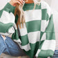 Oversized Women's Checkerboard Sweater with Ribbed Trims – Cozy Two-Tone Knit for Comfortable Layering 15