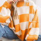 Oversized Women's Checkerboard Sweater with Ribbed Trims – Cozy Two-Tone Knit for Comfortable Layering 5