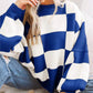 Oversized Women's Checkerboard Sweater with Ribbed Trims – Cozy Two-Tone Knit for Comfortable Layering 7