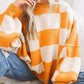 Oversized Women's Checkerboard Sweater with Ribbed Trims – Cozy Two-Tone Knit for Comfortable Layering 8