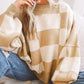 Oversized Women's Checkerboard Sweater with Ribbed Trims – Cozy Two-Tone Knit for Comfortable Layering 9