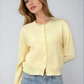 Pastel Yellow Women's Classic Cardigan Sweater with Button Closure and Ribbed Trims – Versatile Layering Piece for All Seasons 1