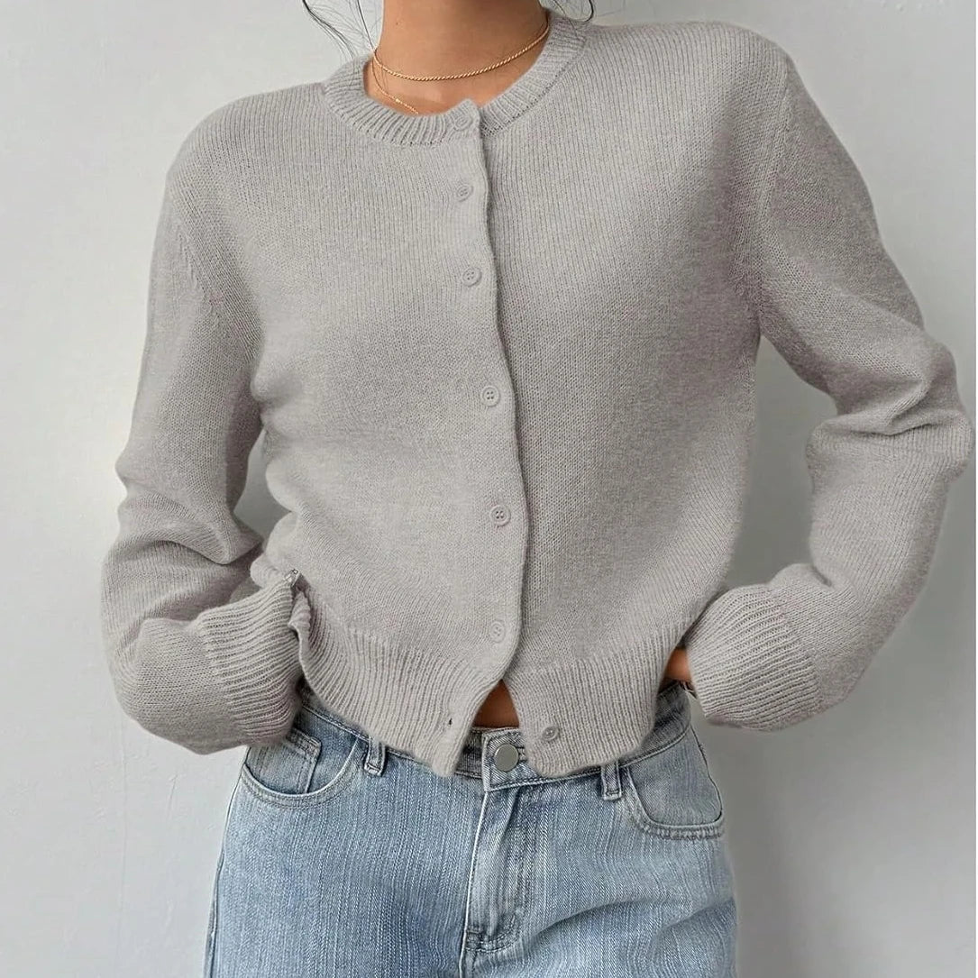 Pastel Yellow Women's Classic Cardigan Sweater with Button Closure and Ribbed Trims – Versatile Layering Piece for All Seasons 5