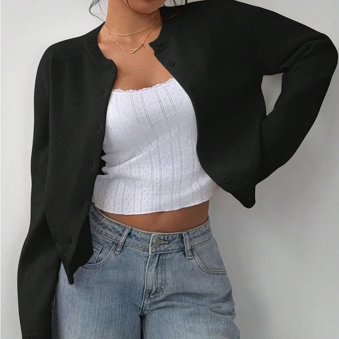 Pastel Yellow Women's Classic Cardigan Sweater with Button Closure and Ribbed Trims – Versatile Layering Piece for All Seasons 6