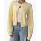 Pastel Yellow Women's Classic Cardigan Sweater with Button Closure and Ribbed Trims – Versatile Layering Piece for All Seasons 7