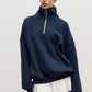 Relaxed Fit Half-Zip Sweater for Men and Women – Oversized Casual Pullover with Dropped Shoulders and Soft Blend Material 1