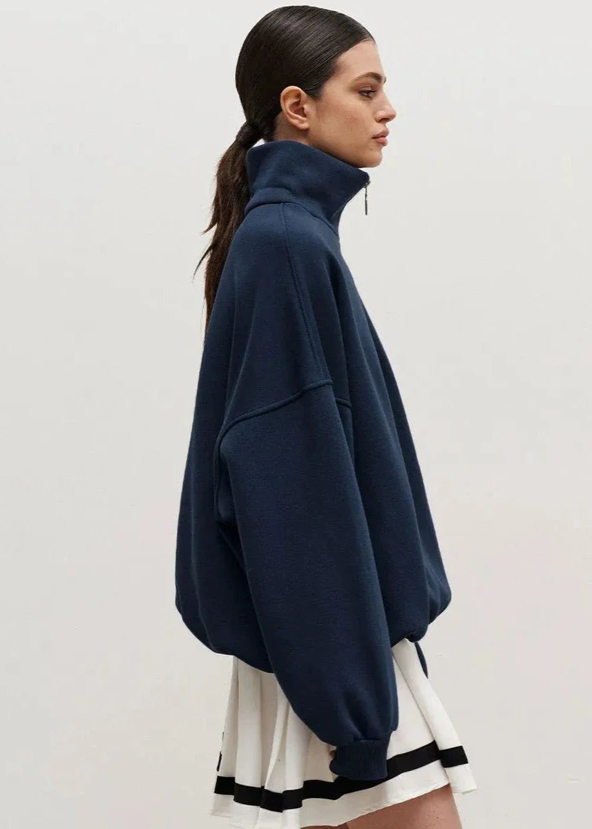 Relaxed Fit Half-Zip Sweater for Men and Women – Oversized Casual Pullover with Dropped Shoulders and Soft Blend Material 2