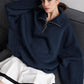 Relaxed Fit Half-Zip Sweater for Men and Women – Oversized Casual Pullover with Dropped Shoulders and Soft Blend Material 4