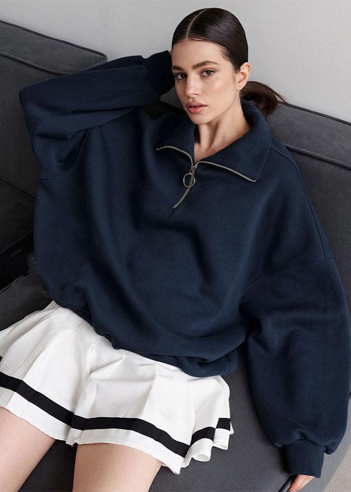Relaxed Fit Half-Zip Sweater for Men and Women – Oversized Casual Pullover with Dropped Shoulders and Soft Blend Material 4