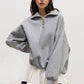 Relaxed Fit Half-Zip Sweater for Men and Women – Oversized Casual Pullover with Dropped Shoulders and Soft Blend Material 7