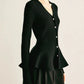 Ribbed Knit Peplum Top with Metallic Buttons for Women – Elegant Going Out Top, Flattering Silhouette, Comfortable Fit 1