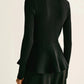 Ribbed Knit Peplum Top with Metallic Buttons for Women – Elegant Going Out Top, Flattering Silhouette, Comfortable Fit 2