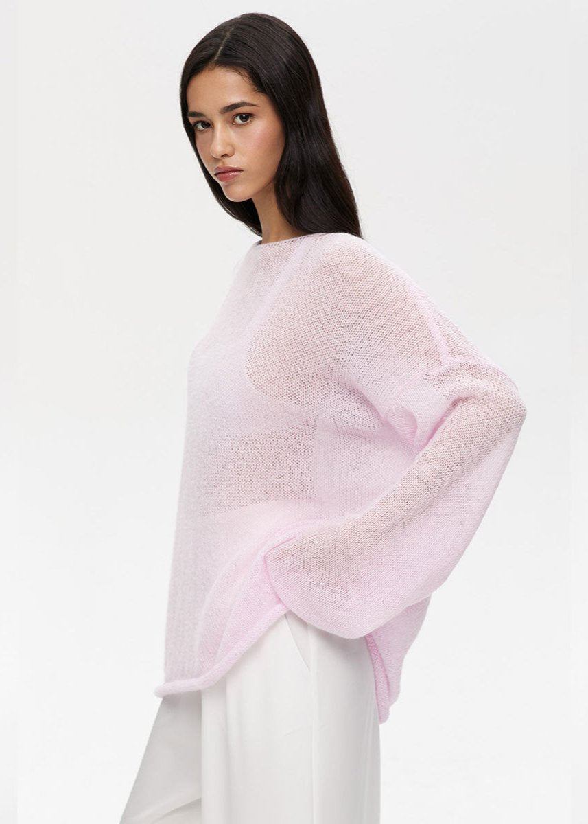 Sheer Pastel Pink Knit Sweater 5