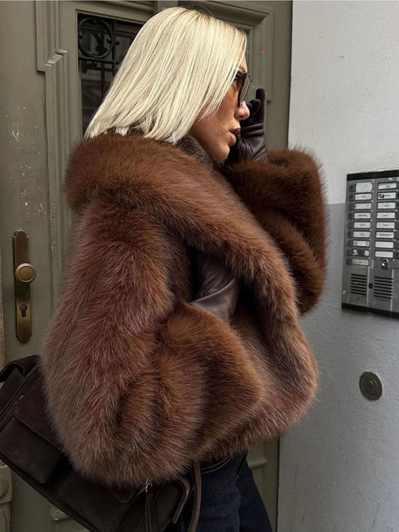 Womens Short Faux Fur Jacket