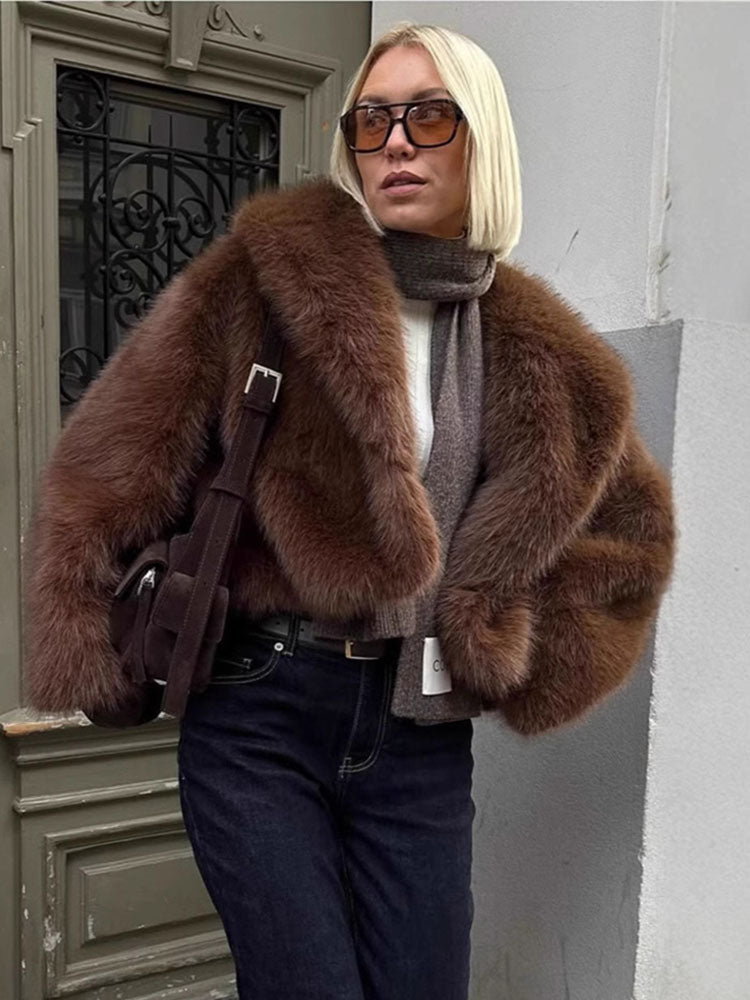 Womens Short Faux Fur Jacket