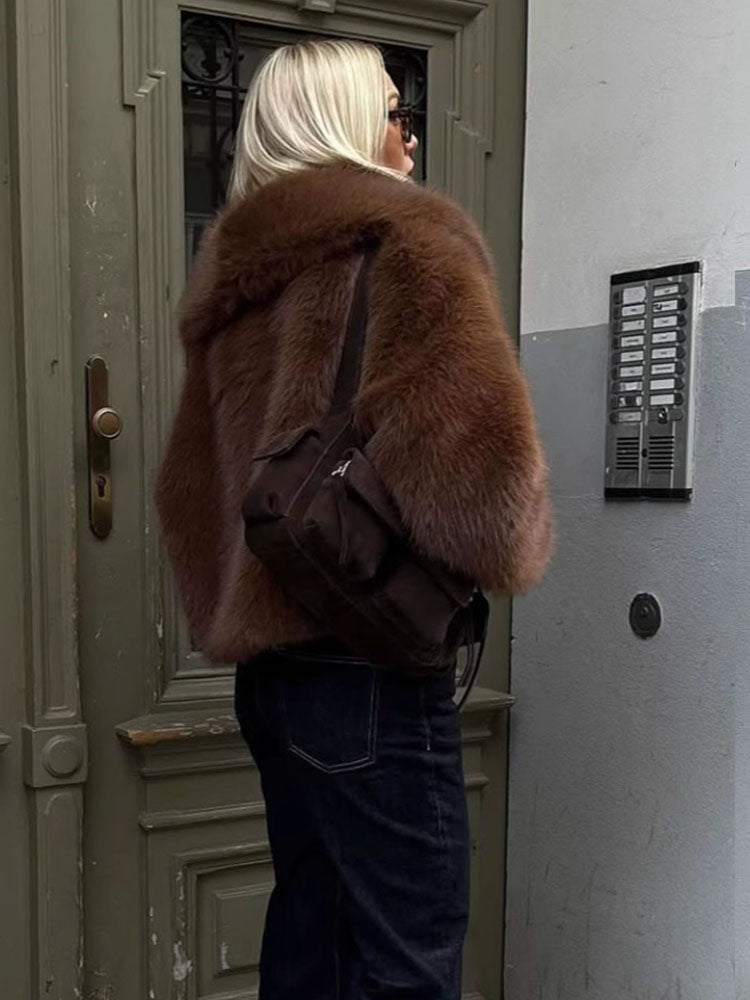 Womens Short Faux Fur Jacket