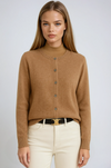 Soft Button Cardigan with Classic Round Neckline – Fitted Layering Essential 1