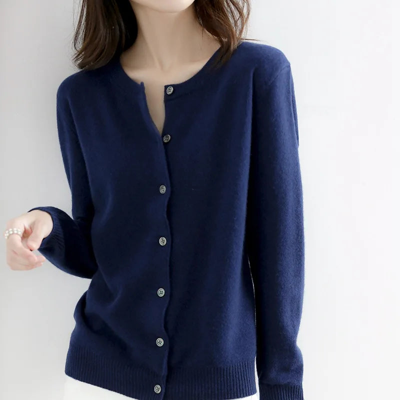 Soft Button Cardigan with Classic Round Neckline – Fitted Layering Essential 3