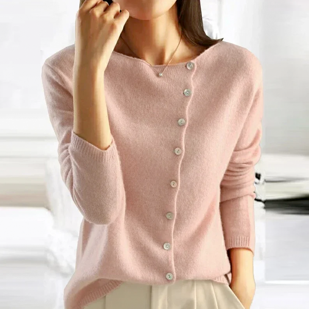 Soft Knit Women's Cardigan with Asymmetric Button-Down Design – Cozy Layering Piece in Relaxed Fit 3
