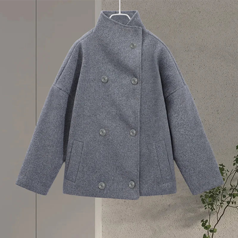 Stand Collar Women's Pea Coat 8