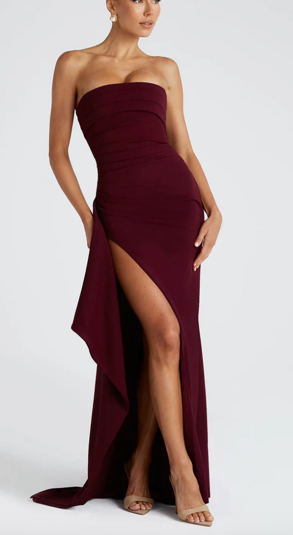 Strapless Evening Dress with Thigh-High Slit 3
