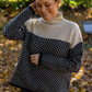 Two-Tone Chevron Turtleneck Sweater for Women – Soft Knit, Relaxed Fit, Funnel Neck, Cozy Winter Layering 1