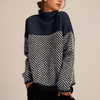 Two-Tone Chevron Turtleneck Sweater for Women – Soft Knit, Relaxed Fit, Funnel Neck, Cozy Winter Layering 3