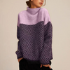 Two-Tone Chevron Turtleneck Sweater for Women – Soft Knit, Relaxed Fit, Funnel Neck, Cozy Winter Layering 4