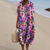 V-Neck Floral Summer Midi Dress 0