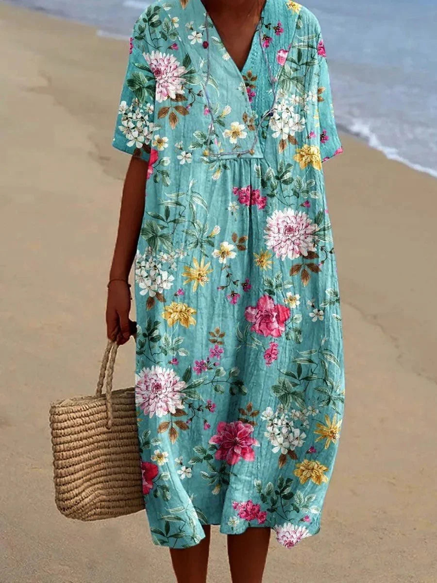 V-Neck Floral Summer Midi Dress 6