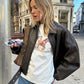 Vintage Faux Leather Bomber Jacket 7