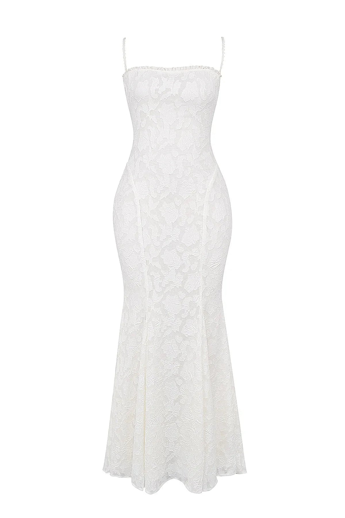 White Wedding Guest Maxi Dress with Spaghetti Straps 2
