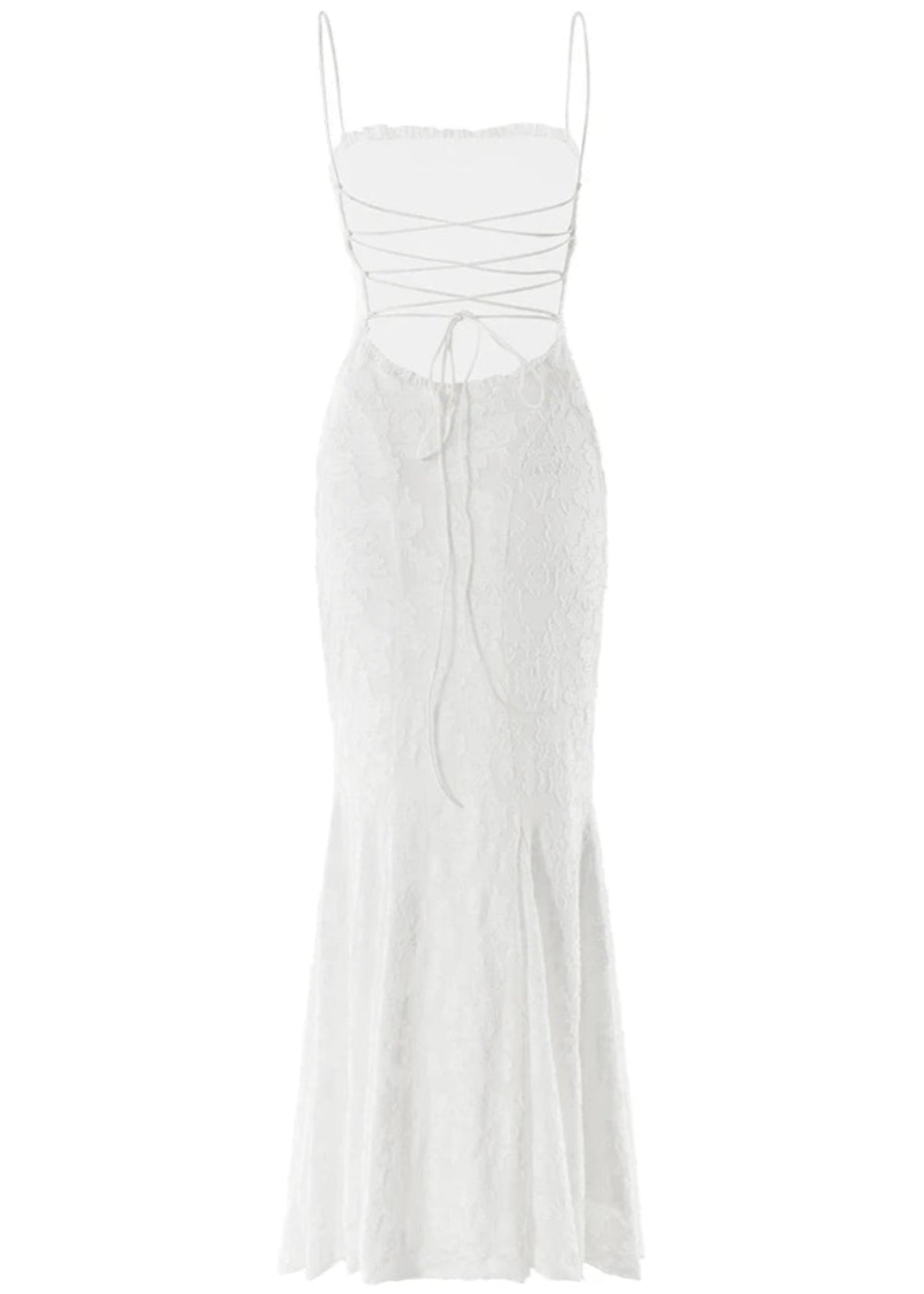 White Wedding Guest Maxi Dress with Spaghetti Straps 3