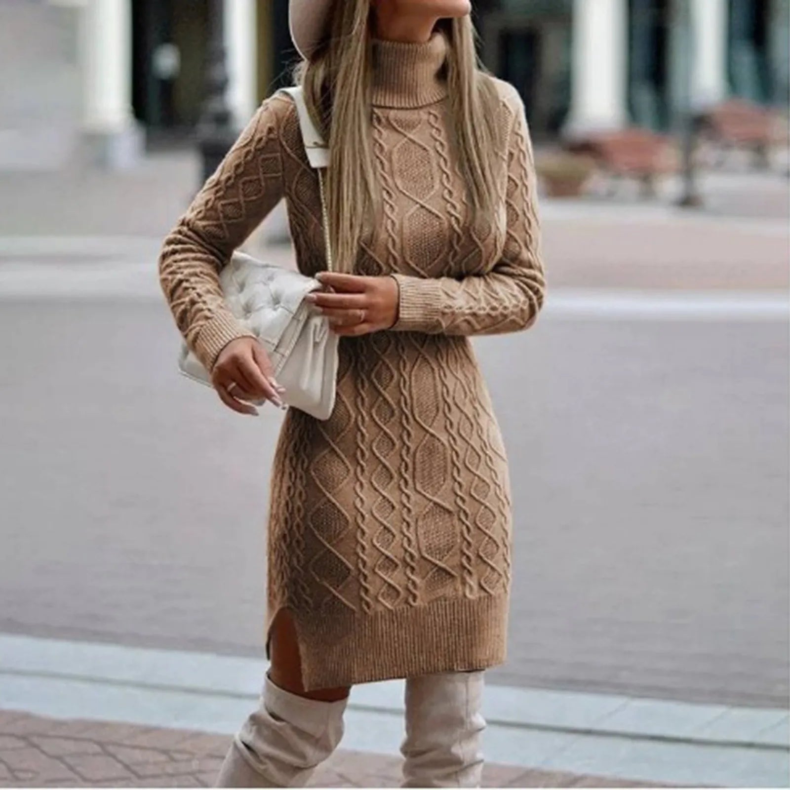 Women's A-Line Knit Sweater Dress 0