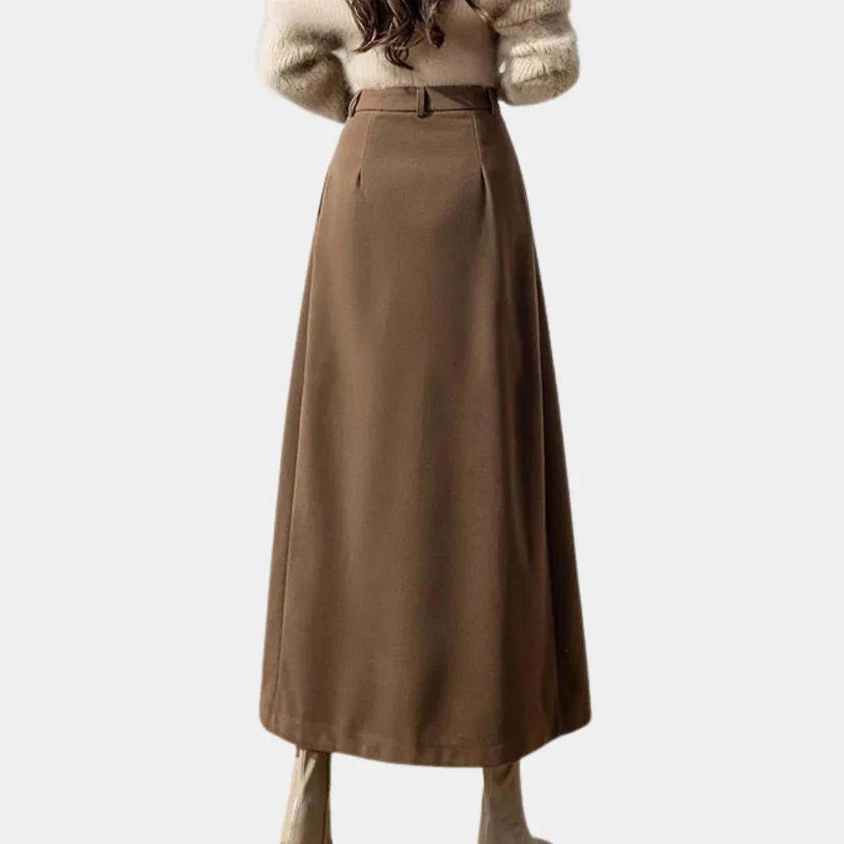 Women's Ankle-Length A-Line Stretch Wool Skirt 1