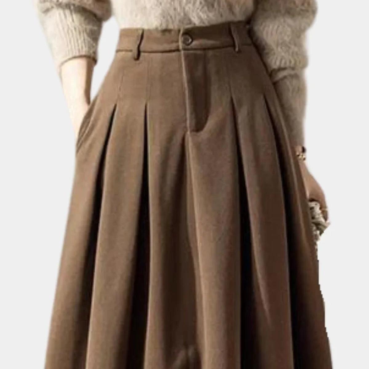 Women's Ankle-Length A-Line Stretch Wool Skirt 2