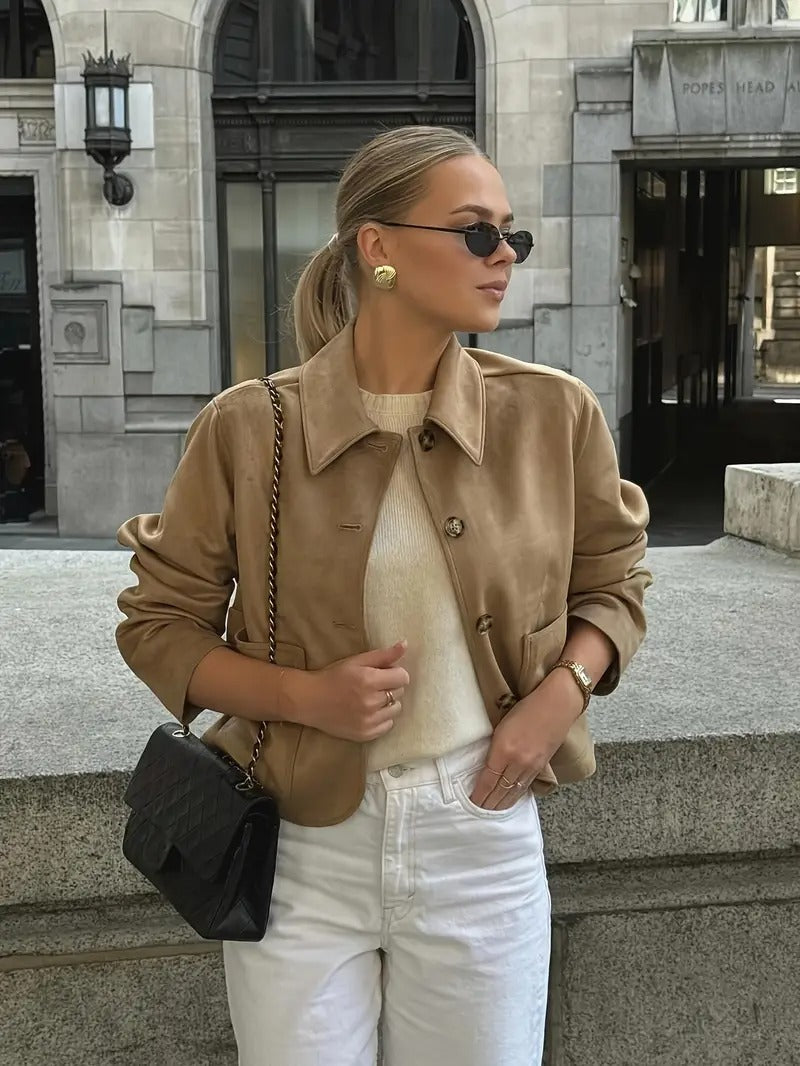 Women's Button-Down Suede Jacket 1