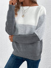 Women's Color-Block Knitted Sweater – Relaxed Fit, Cozy Patchwork Design, Soft Knitted Fabric, Available in Multiple Sizes 0