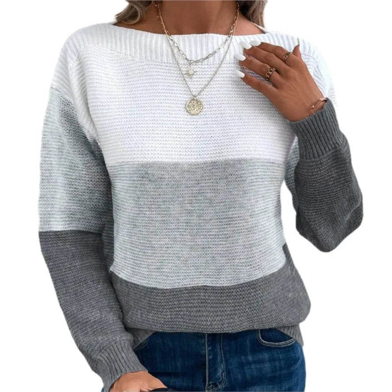 Women's Color-Block Knitted Sweater – Relaxed Fit, Cozy Patchwork Design, Soft Knitted Fabric, Available in Multiple Sizes 6