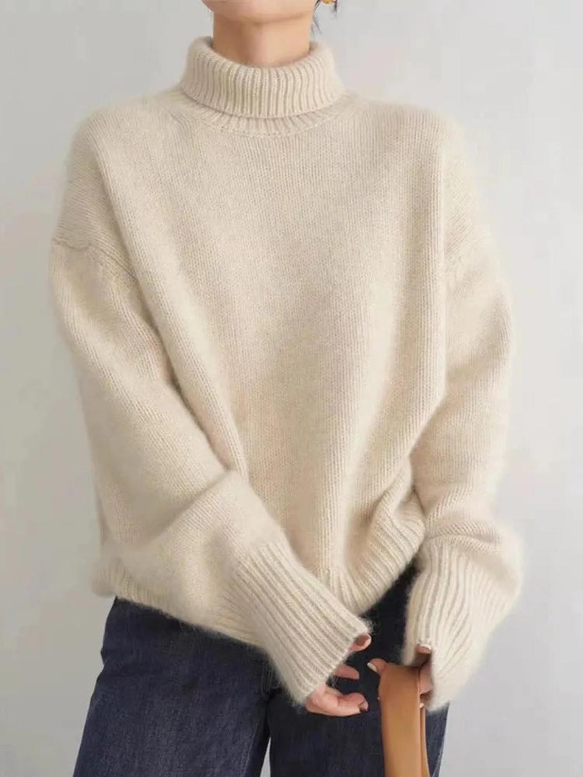 Women's Cozy Knitted Turtleneck Sweater – High Roll Neck, Long Sleeves, Relaxed Fit for Fall and Winter 0