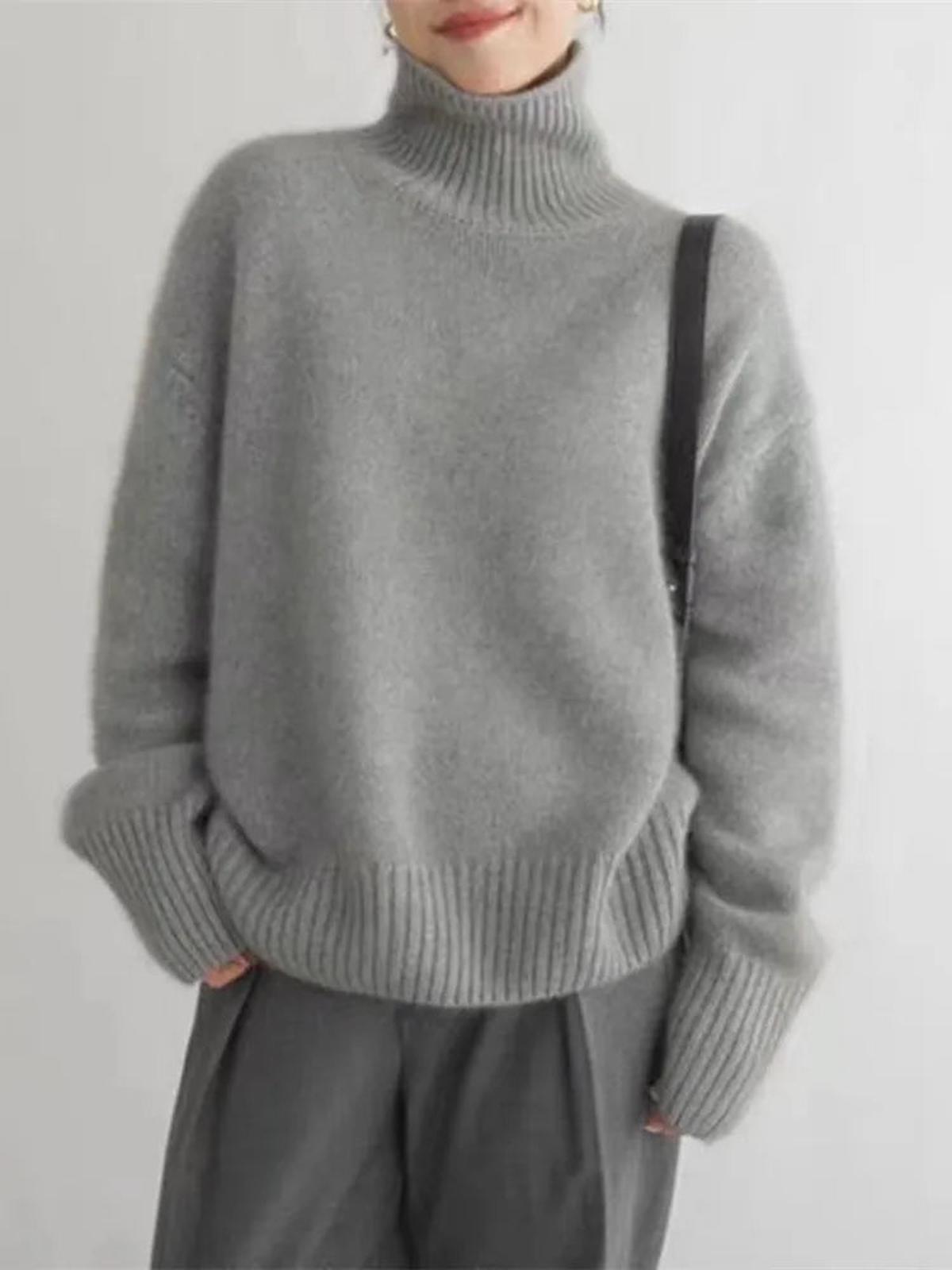Women's Cozy Knitted Turtleneck Sweater – High Roll Neck, Long Sleeves, Relaxed Fit for Fall and Winter 4