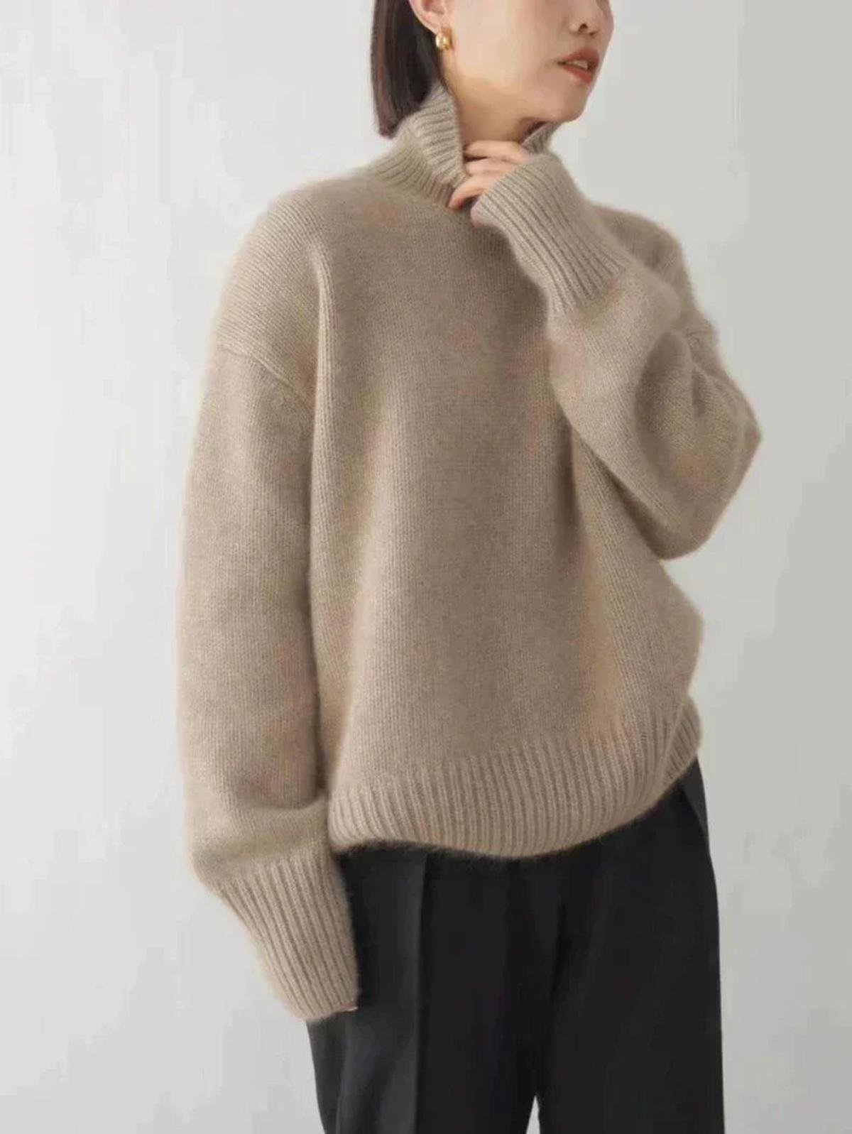 Women's Cozy Knitted Turtleneck Sweater – High Roll Neck, Long Sleeves, Relaxed Fit for Fall and Winter 5