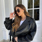 Women's Cropped Faux Leather Trench Jacket 1