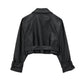 Women's Cropped Faux Leather Trench Jacket 3